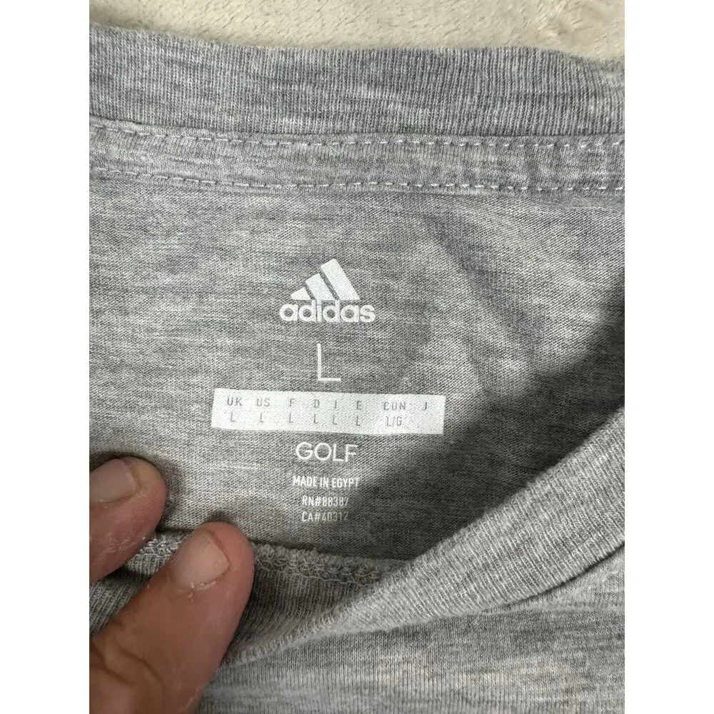 Adidas Golf Men’s Large Gray T Shirt American Flag Logo USA Patriotic Tee